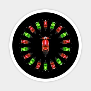 Vespa Scooter Lover Green and Red Circle Magnet